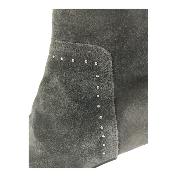 Marc Fisher Grey Suede Leather Ankle Boots with Chunky Heel, Silver Studs sz 8 - Picture 6 of 10